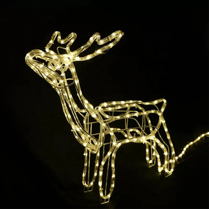 Home Hotel Outdoor Holiday Christmas Lights Reindeer And Sleigh Moving Reindeer Christmas Lamps Christmas Reindeer And Sled