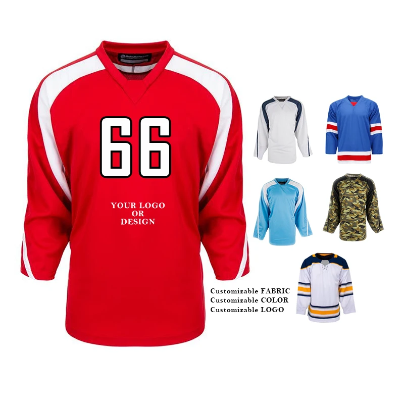 Hot Sales Stitched Sports Ice Hockey Jerseys Red Applique Embroidered Ice Hockey Uniform