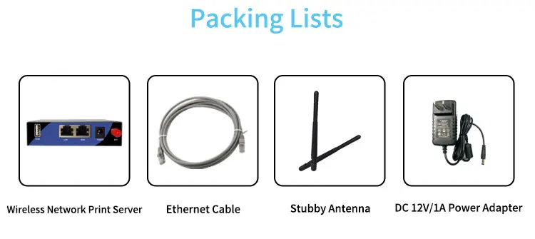 Беспроводной Wi-Fi сетевой сервер печати с адаптером питания USB ethernet порт