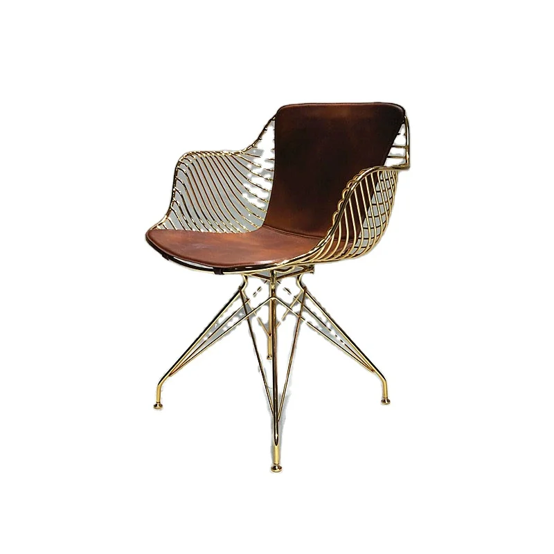 Chrome gold iron metal wire leisure restaurant vintage chair