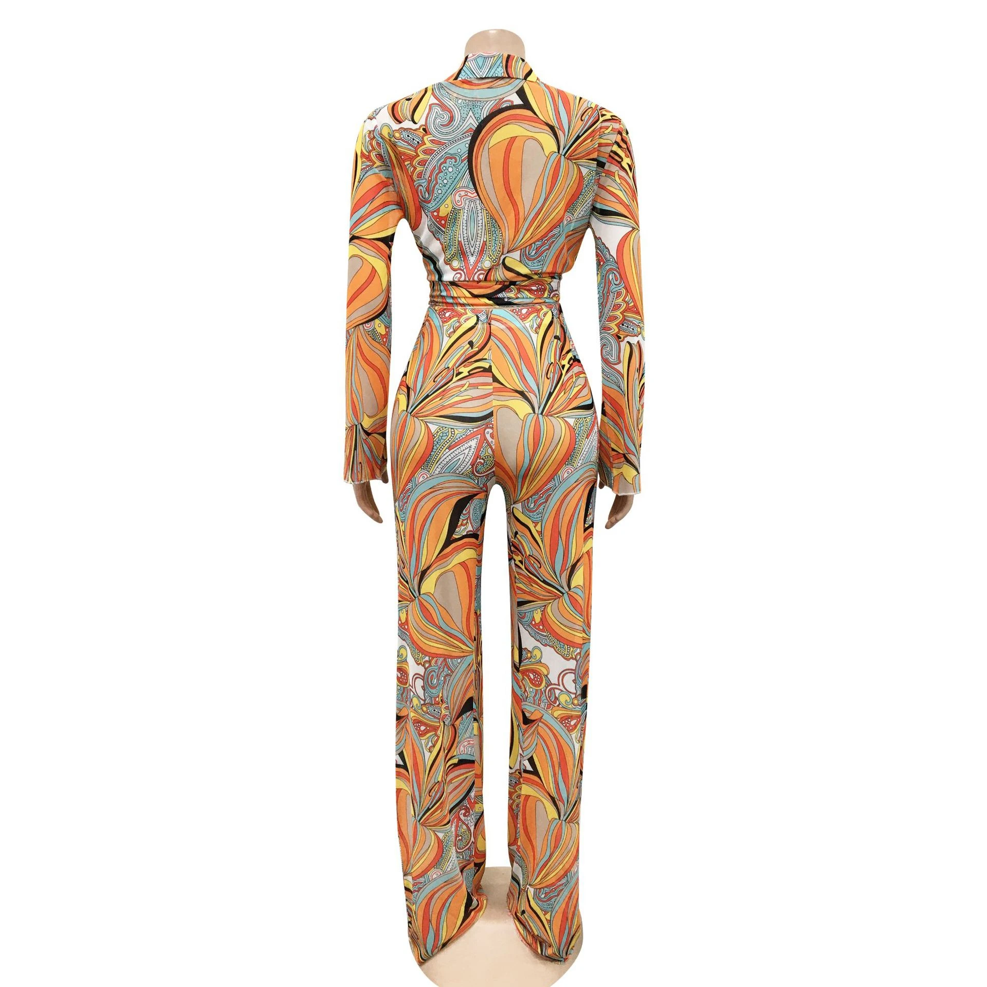 X51162 bra and top and pants sexy fashion long sleeve mesh printed women 3 piece set clothing