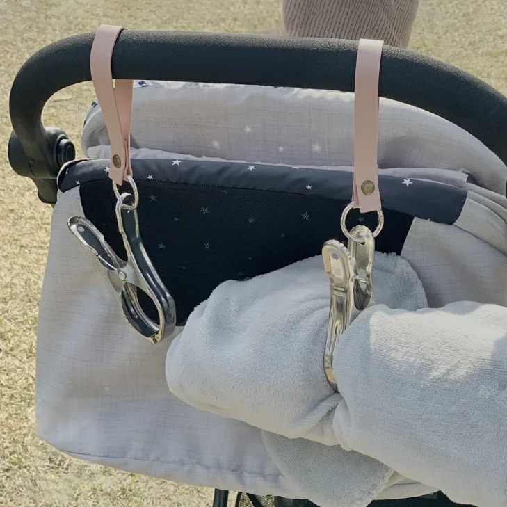 Baby Essentials Stroller Accessories Hooks Clips Baby Shoes Clips Leather Hanging Blanket Clip Buckle Storage Hook for Stroller