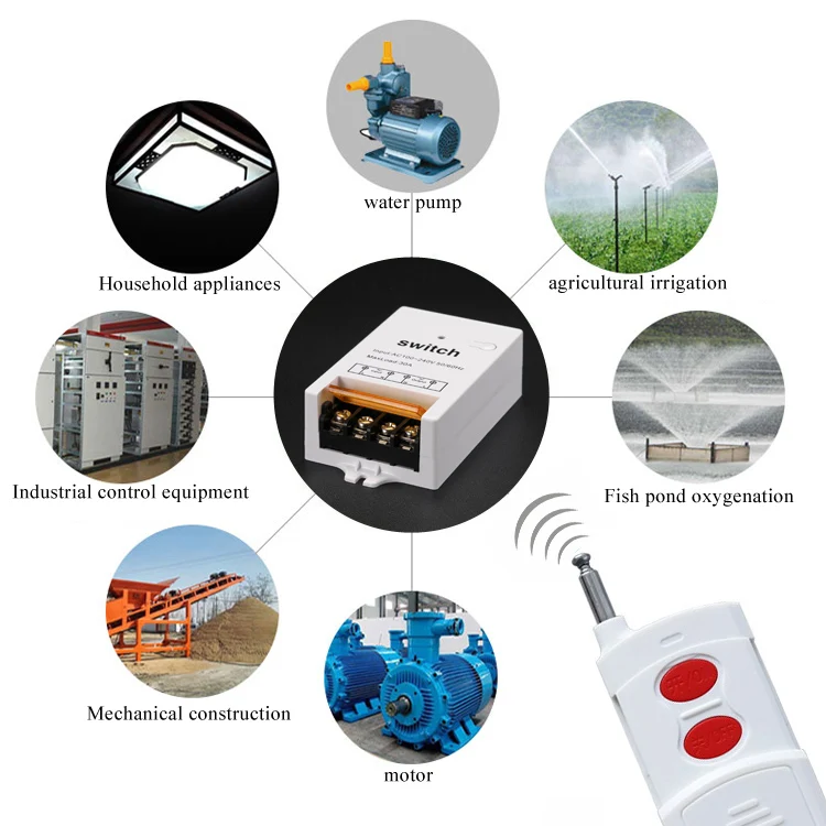 high quality high power outdoor ac 220v 110v home wall light RF intelligent digital  Wireless Remote Control Switches for motor