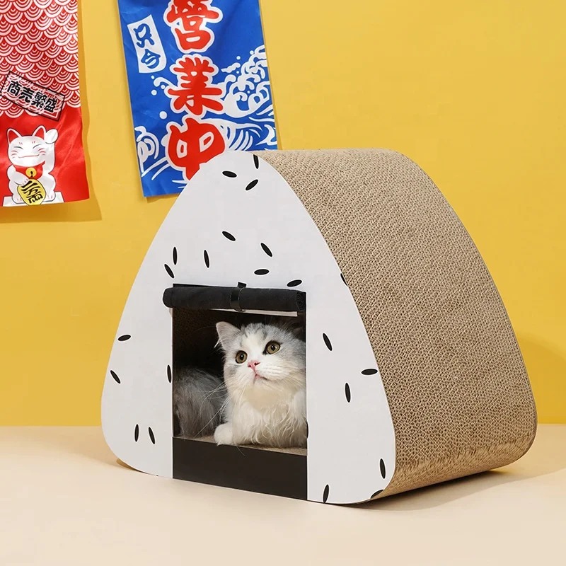 Rice ball wear-resistant vertical creative grinding claw without chip falling corrugated cat scratch board