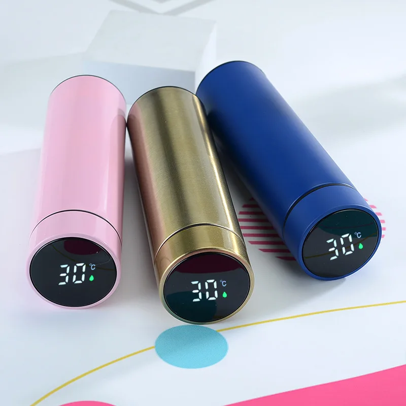 Custom logo 500ml Thermos Stainless Steel Water Bottle  Vacuum Flask for Business  School with Digital LED Display  Tea Infuser