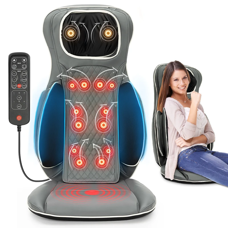 vibration shiatsu kneading heat cover heater portable neck and back massage seat pad chair car cushion massager for back pain