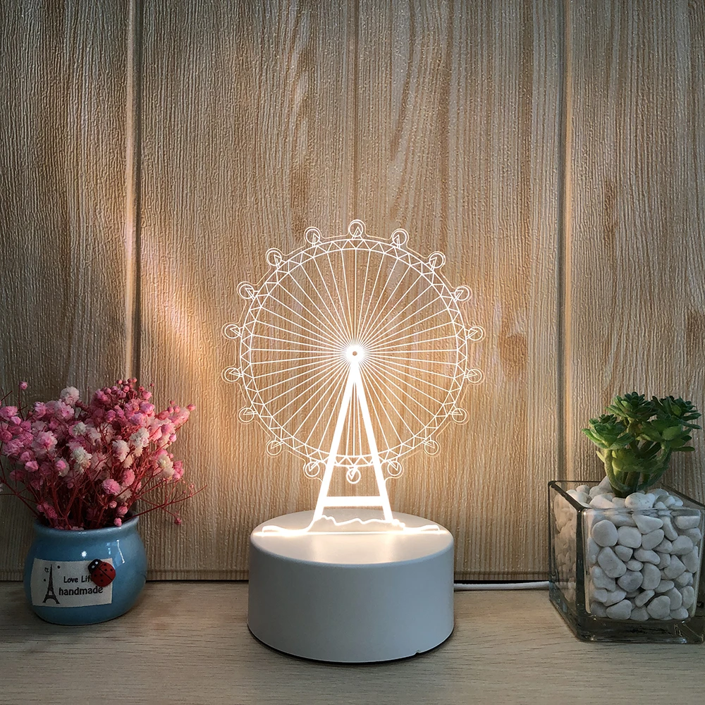 Creative bedroom LED small night light 3D cartoon kids USB bedside lamp table lamp