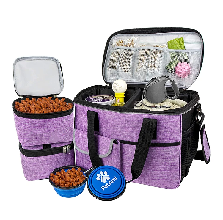 
Dog Travel Bag Airline Approved Tote Organizer with Pockets Pet Travel Set for Dog 