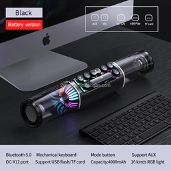 Transparent Sound Bar Strong Bass Wireless Gaming Speakers Portable 3D Home Theater Stereo RGB Computer Soundbar  For Pc