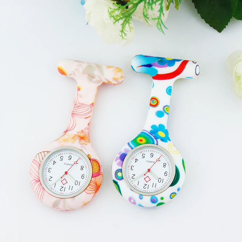 High-Quality Japan Original PC21J Quartz Nurses Watches Eco-friendly Printed Flowers Silicone Custom Logo Printing Wholesale
