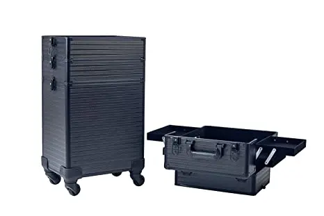 Foldable Rolling Manicure Table Nail Desk Makeup Train Case Cosmetic Trolley Travel Organizer for Makeup Tool Case Plastic Case