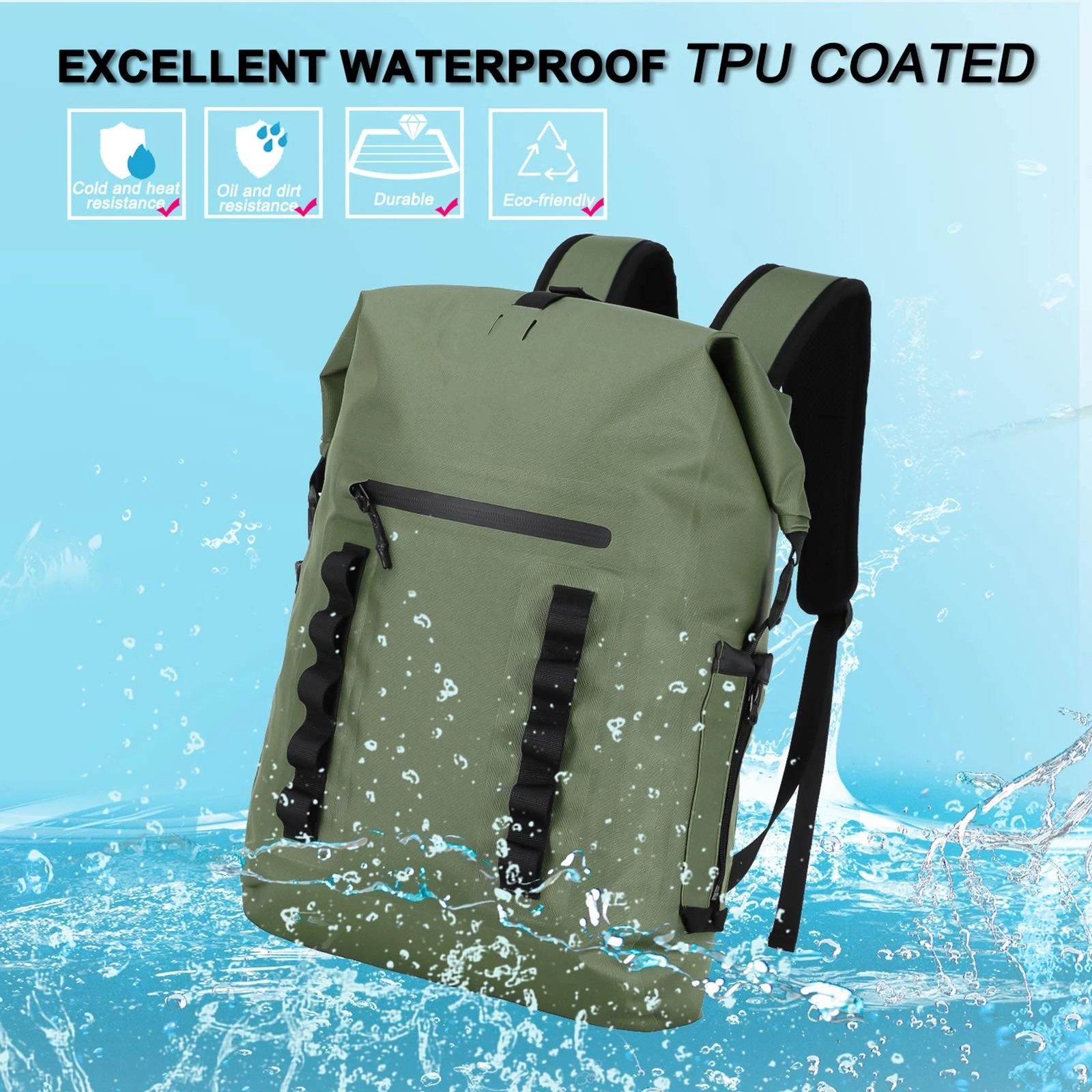 Waterproof Dry Backpack Lightweight TPU Rolling Top Backpack