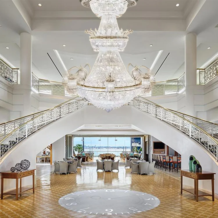Customized hotel palace large ceiling pendant light modern project custom large luxurious chandelier