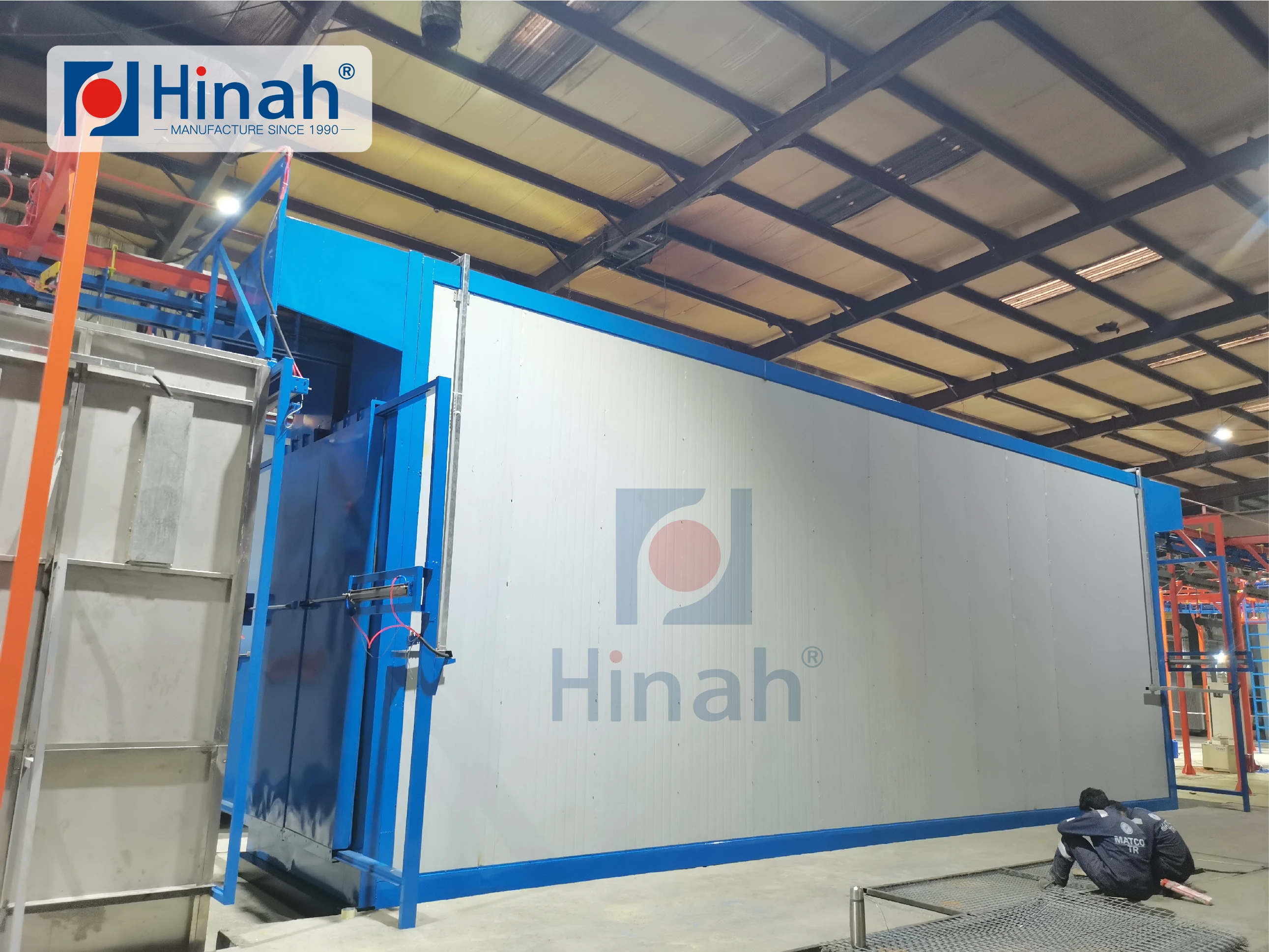Full automated power and free conveyor powder coating painting line for industrial  transformers-1500kg