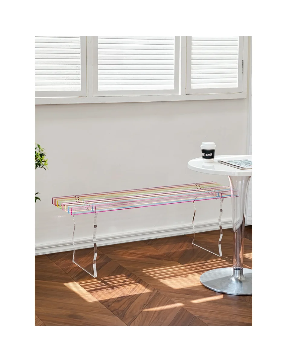 New Arrival Acrylic Rainbow Bench Customized High Quality Plexiglass Acrylic Low Stool for Home Decor