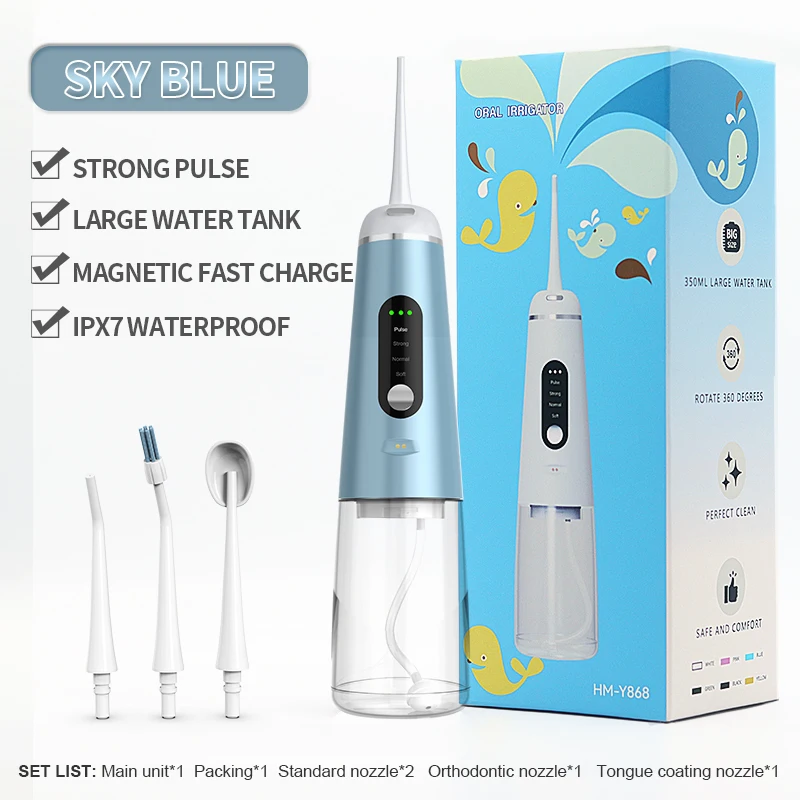 2021 Cordless Irrigator Oral Led Display Portable Rechargeable Electric Ultrasonic Dental Teeth Cleaner Water Flosser