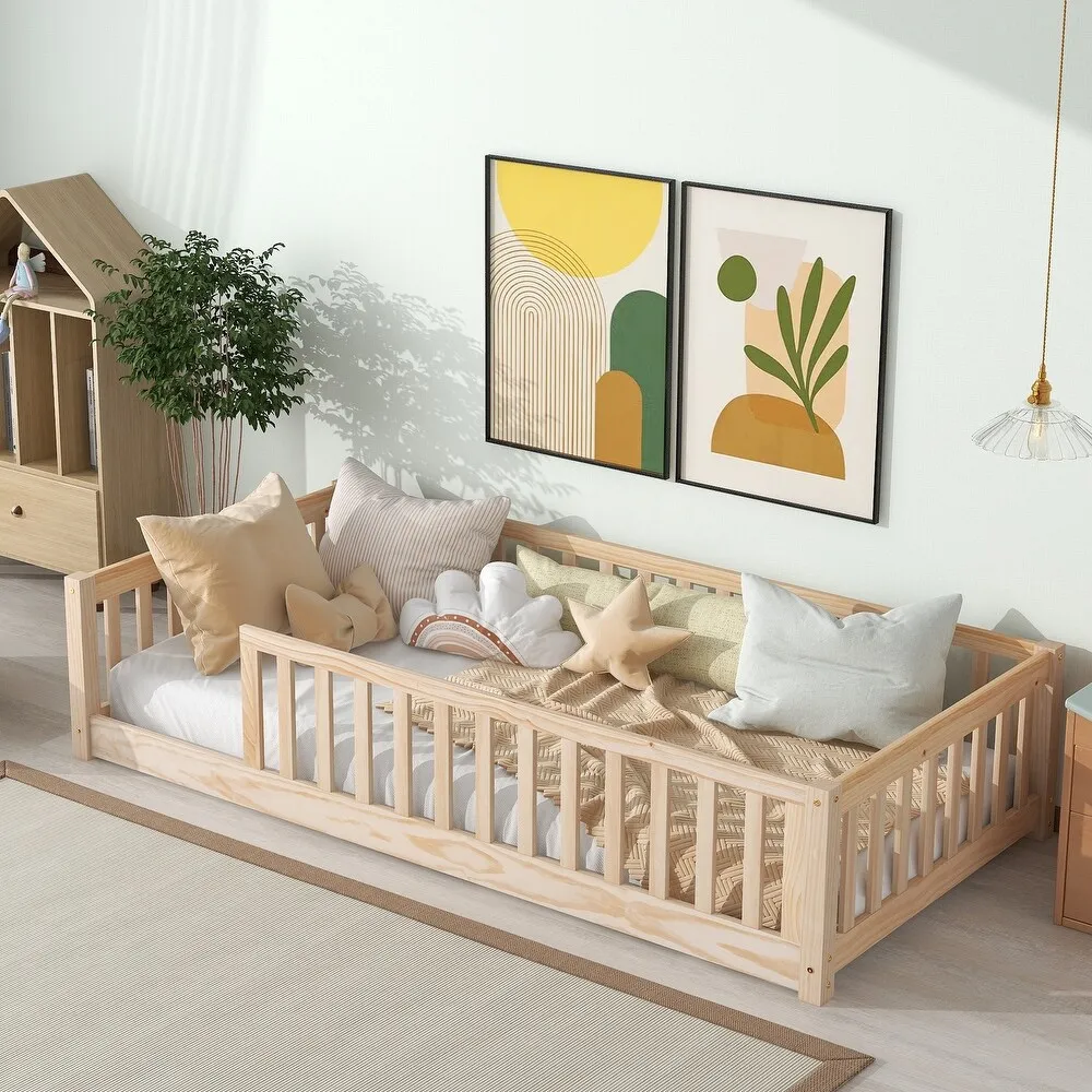 Hot selling factory customized floor bed pine wood kids bed for living room bed room