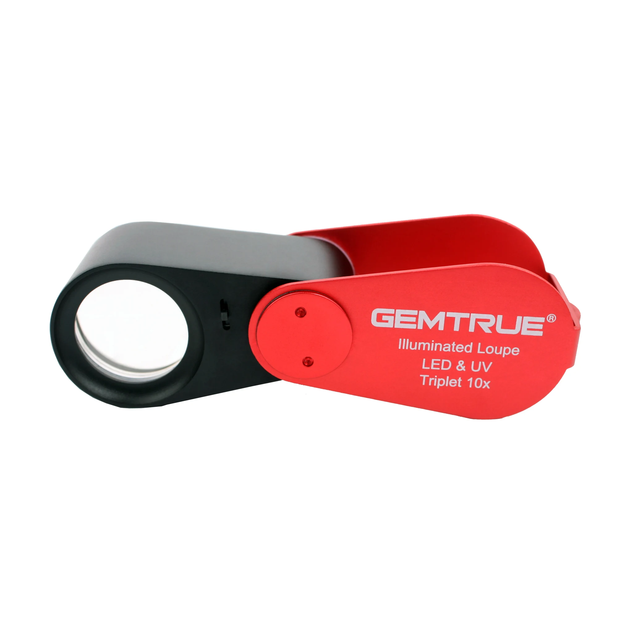 Portable LED UV Triplet Loupe Rechargeable Diamond Checking Magnifier Illuminated Jeweler Loupe 10x