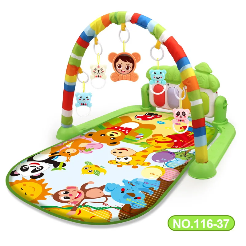 OEM Customized Special Offer Game Blanket Baby Activity Gym Mat Musical Baby Play Mat Piano with Animal Rattle Toys