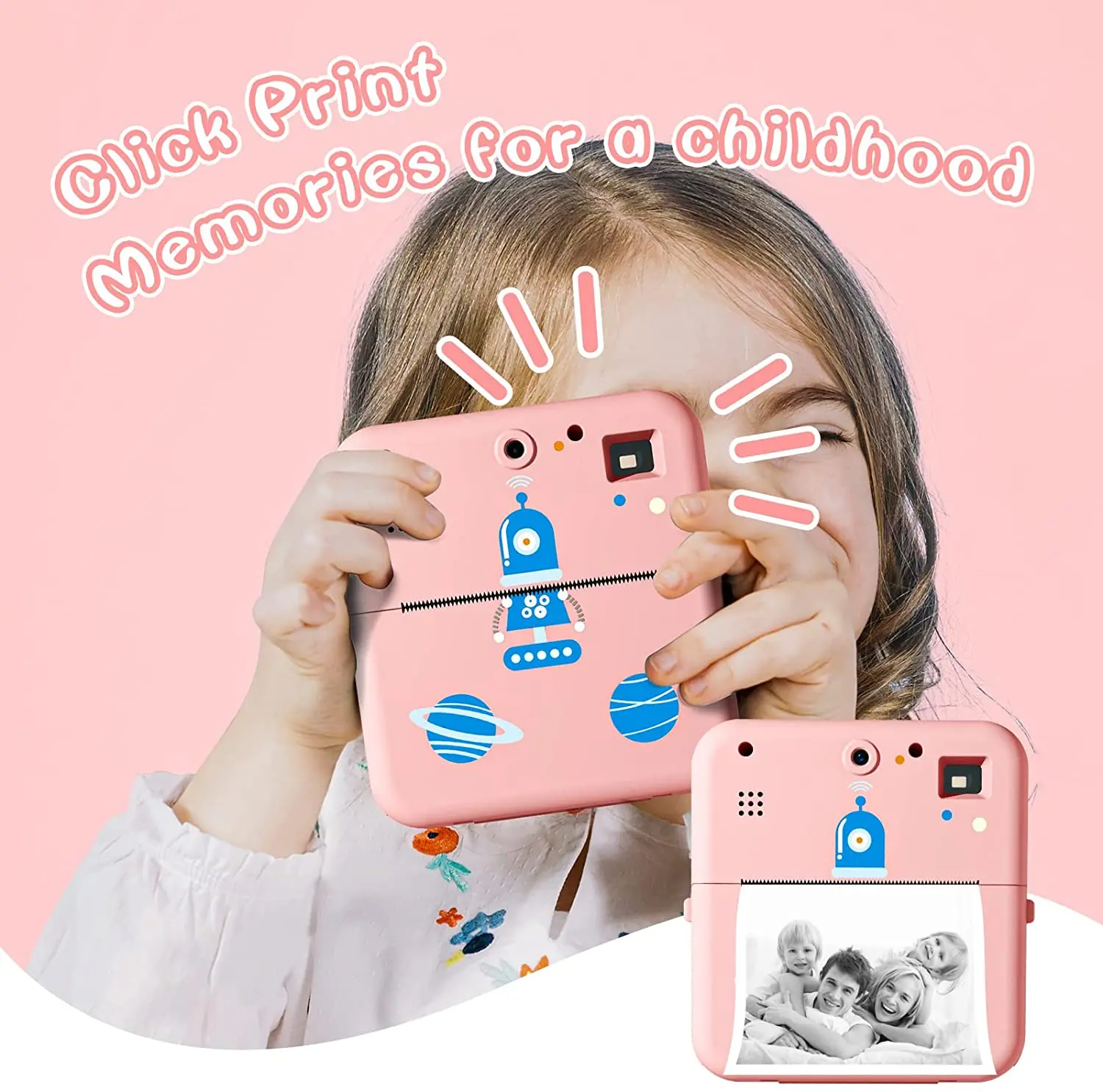 Thermal Printer Kids Camera Cute Beautiful Photo Frames Instant Printing Camera Black White Color Paper Children Mini Camera