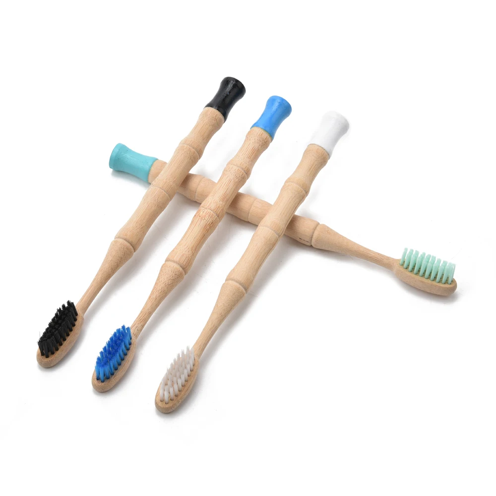 2024 Hot Sale Biodegradable Colorful Custom Bamboo Toothbrush with Soft Cleaning Hard Bristle BPA Free Handle Set Custom Logo