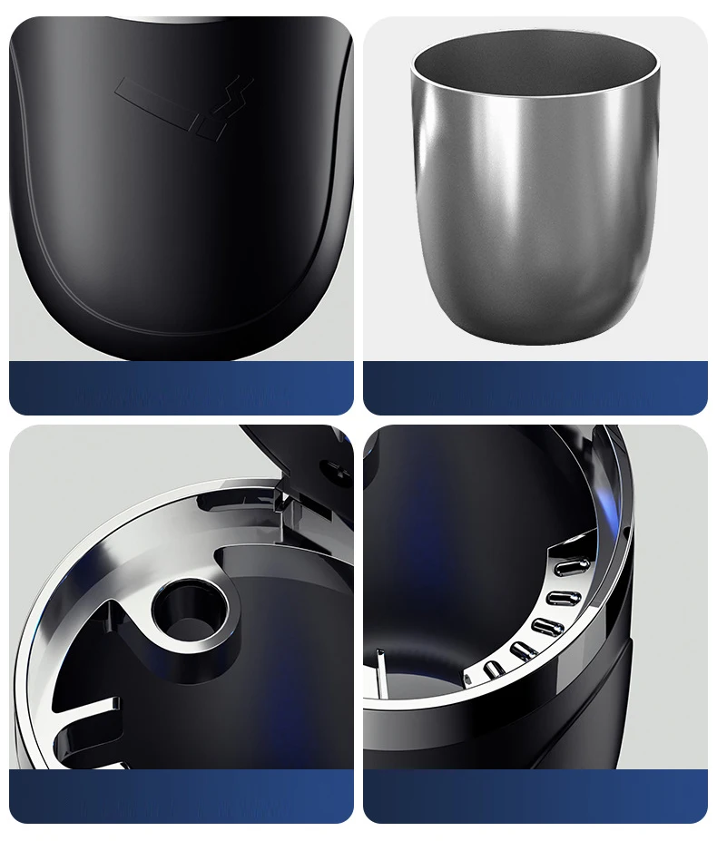 Automotive Supplies Car Ashtray Press Type Multi-function With Metal Liner Open Lid Light Up Universal