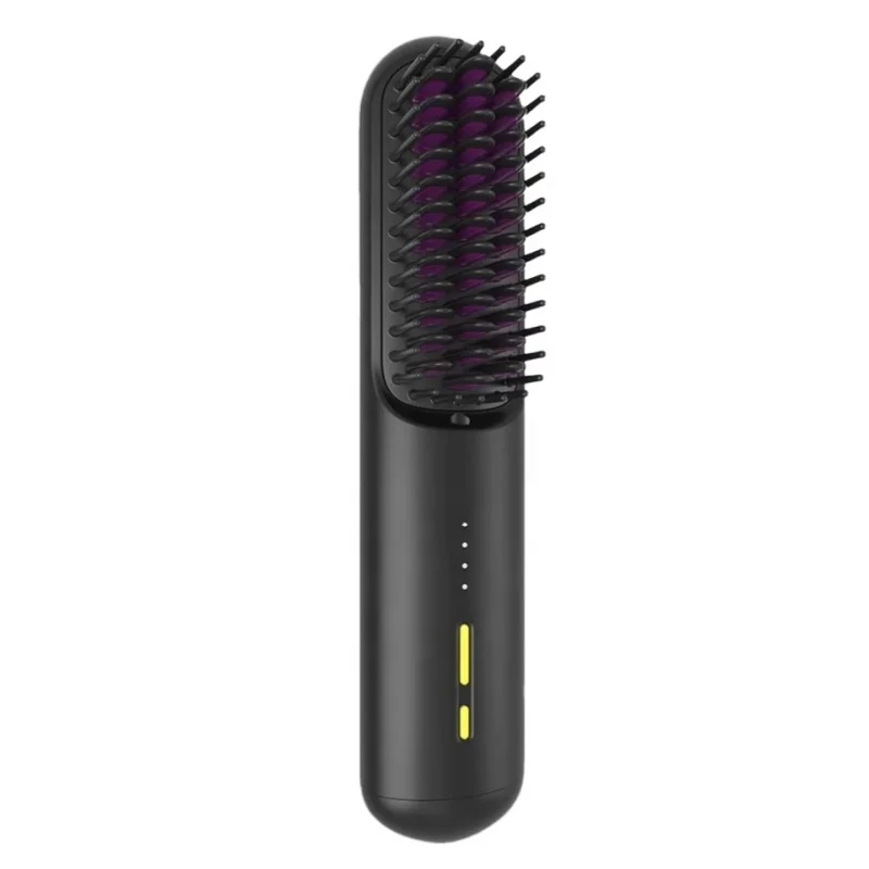 Portable Mini Straightening Brush Negative Ion Hot Comb USB Rechargeable Cordless Hair Straightener Brush