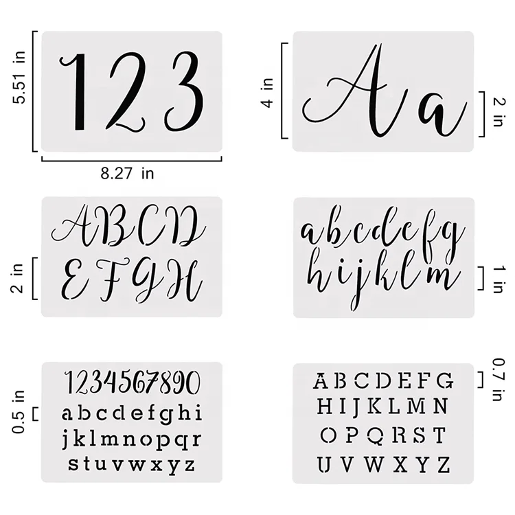 Letter Stencils for Painting on Wood 45 Pcs Large Alphabet Stencil Templates with Numbers and Signs
