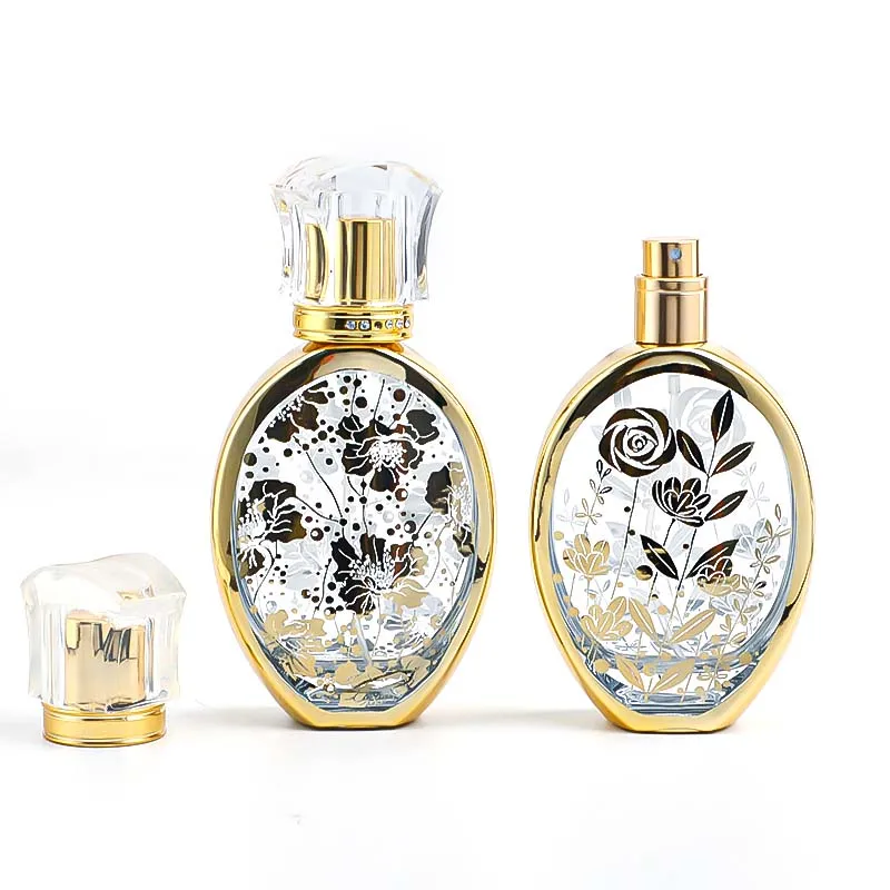 UV engraved gold perfume bottle glass bottle manufacturer direct sales