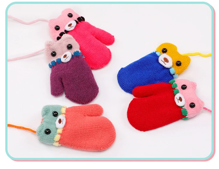 Winter Fashion Kids Gloves Cashmere Thicken Warm Knitted Gloves For Baby