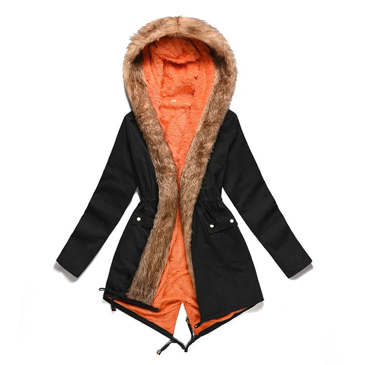 Manufacturer High Quality Custom Winter Faux Fur Parka Jackets Coats with Hoodie Winter Jacket Women Coat