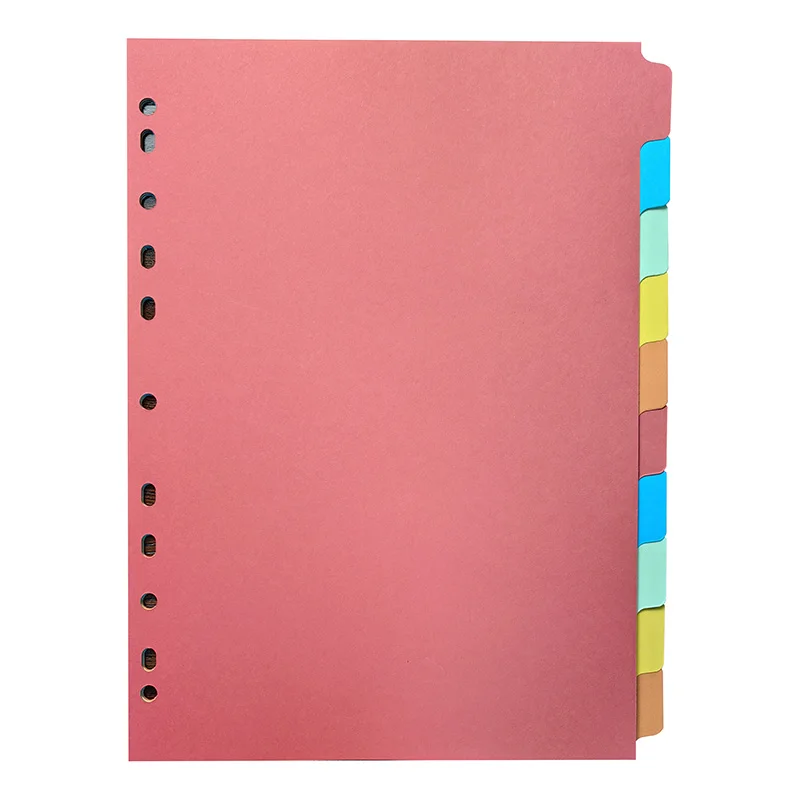 Manufacturer customization colors index divider page with 10 Tabs 5 color Tabs planner Index divider pages