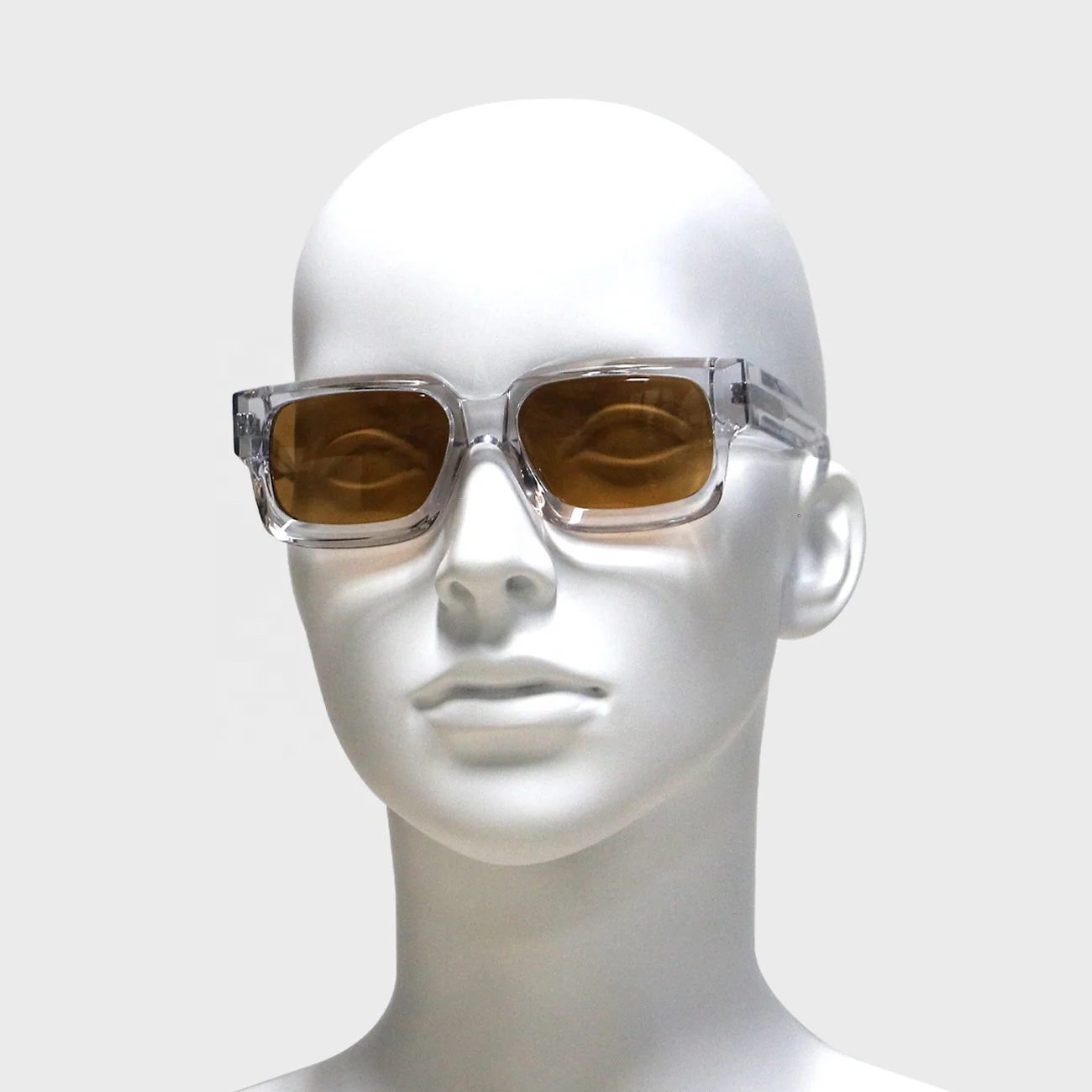 Luxury Polarized Acetate Eyewear Transparent Tea Rectangle Thick Sun Glasses Custom Logo Unisex Sunglasses occhiali da sole