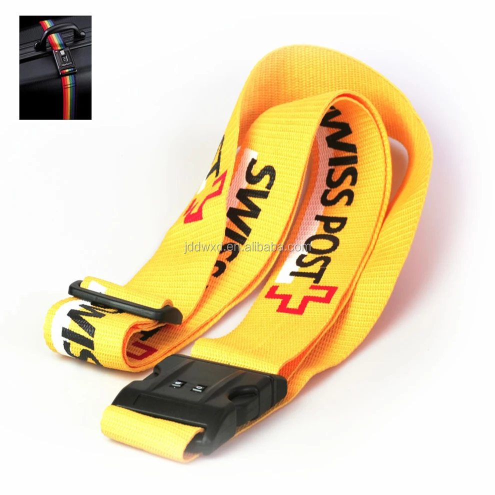 Heavy-Duty Travel Suitcase Belt with Custom Sublimated Logo Print - Elastic Rainbow Cross Strap with Metal Lock Buckle