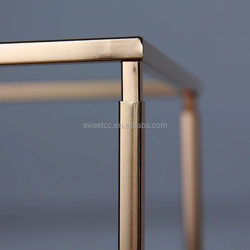 Factory Disassembly Wedding Decoration Rectangle Gold Metal Wedding Flower Vase,Flower Stand for Table Centerpiece