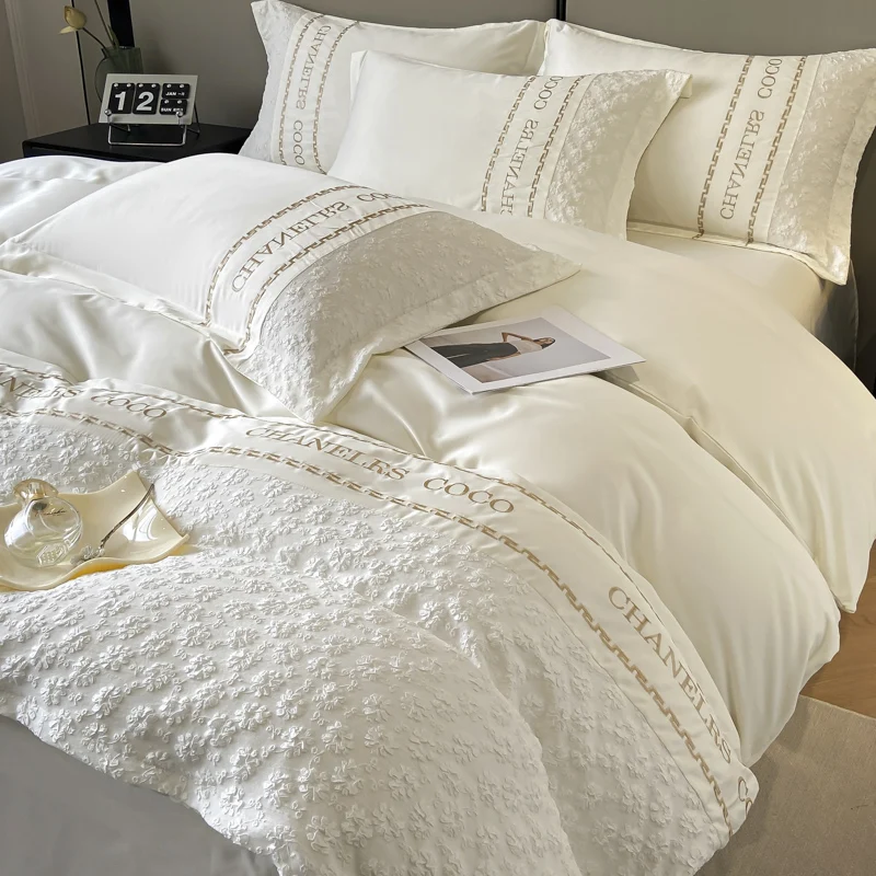 Cool and silky summer 100% bamboo tencel bedding set 400tc hotel egyptian cotton bedding linen set