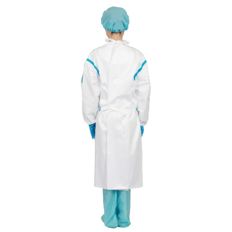 Level 4  Disposable Clothes Isolation Gown Non Woven Safety Coverall PP+PE Clothing with Elastic Cuffs
