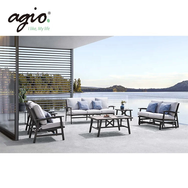 
2021 New Design 3 Seat Sofa Metal Patio Furniture Outdoor Deep Seating Sofa 
