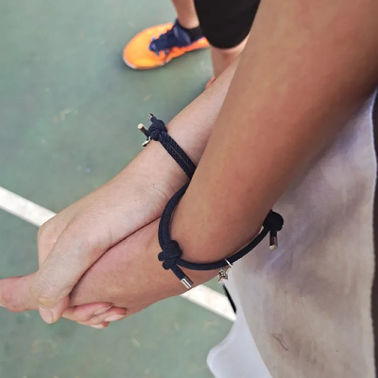 Custom Handmade Couples Long Distance Rope Adjustable Lovers Bracelets Moon And Star Bracelet