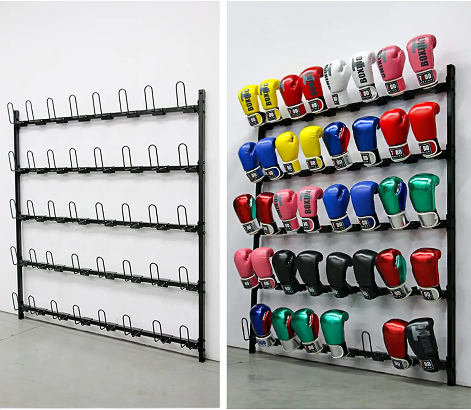 Wall Mounted 5-Tier Metal Glove Storage Rack Gym Boxing Glove Holder Display Stand Organizer