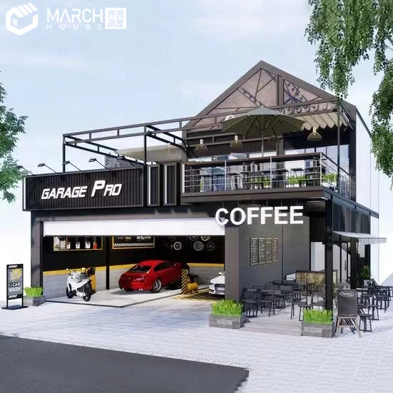 Prefabricated Container Ready Made House Coffee Shop Cafe 40 Foot Price Small Cafe Shop Container House 2 3 bedrooms 40ft luxury