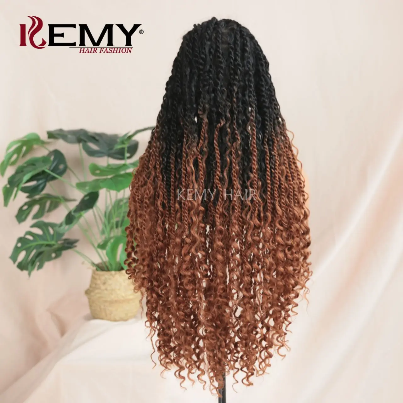 KEMY HAIR Braided Synthetic Full Lace Wigs Braded Twist RIver HD Lace Front Wholesale Braiding Wig Heat Resistant Fibre Wigs
