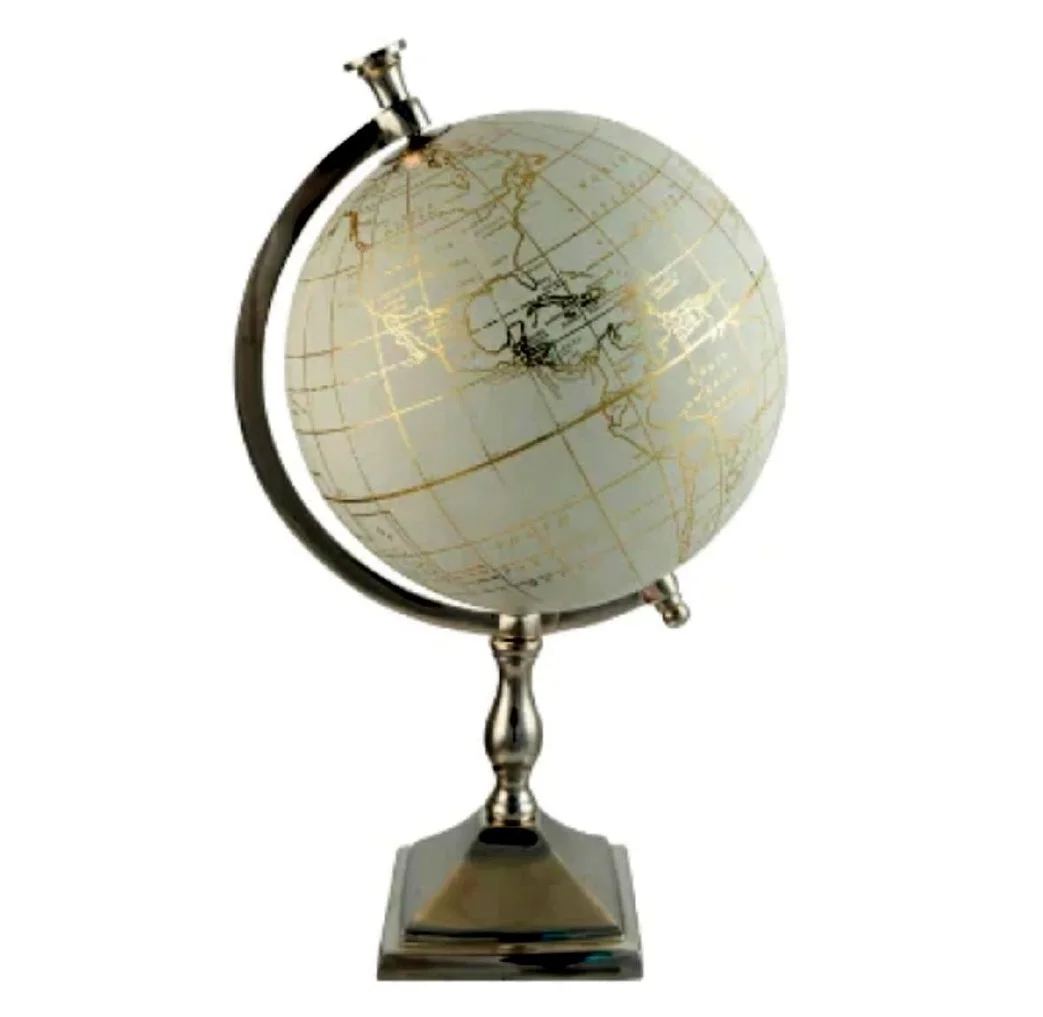 Classic Design High Quality Metal Aluminum Polished Globe World Map for Office Decoration Geographical Elements