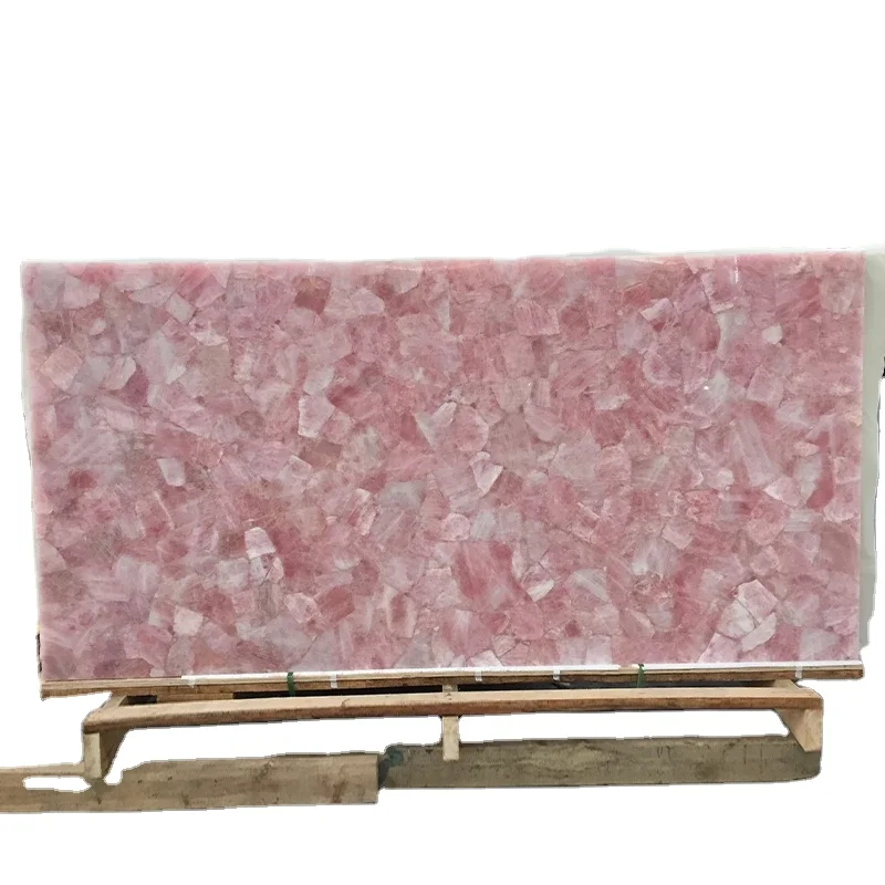 Translucent polished pink agate stone slabs price for background wall and countertop