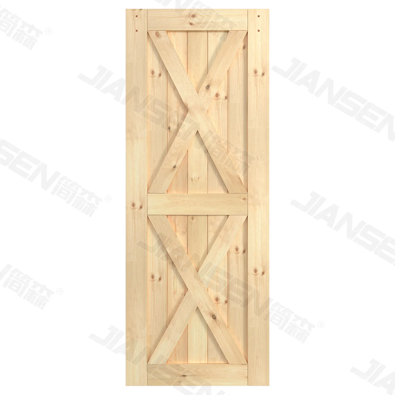 Jiansen Unfinished High Quality Nordic Style Noiseless Spruce Log Barn Doors Spliced Barn Door Panels For DIY