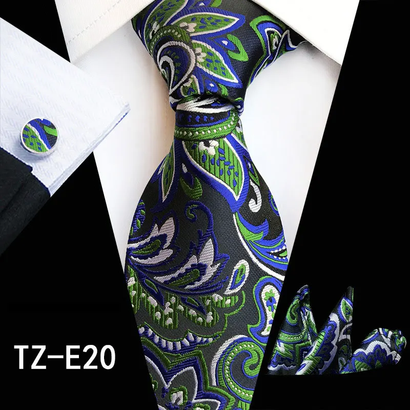 Paisley Neckties Pocket Squares Luxury Men Ties and Hanky Set Custom Tie Pocket Square and Cufflink Set
