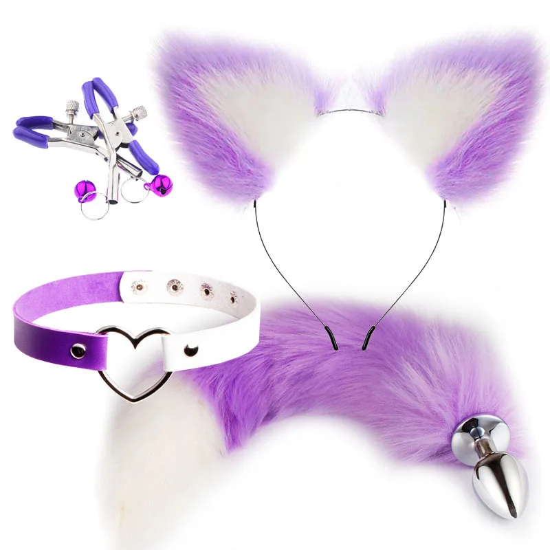 4Pcs Cat Ears Headband Fox Tail Anal Butt Plug Anal Toy Juguete Sexual Adult Sex Toys For Woman Couples Games