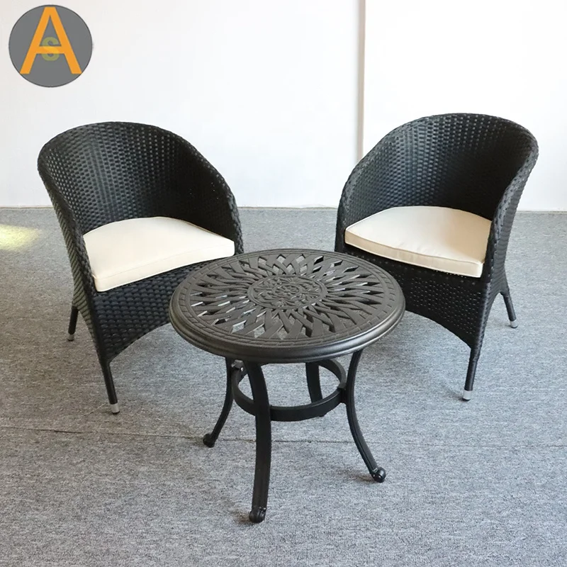Modern Garden Furniture Aluminum Rattan Dining Set Outdoor Table and Chair Set Rattan / Wicker Powder Coating Aluminum Frame