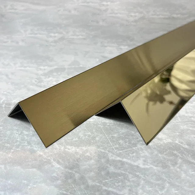 Stainless steel tile trim L shape profile metal trim Tile Corner Gold Brushed Trims for wall edge decoration