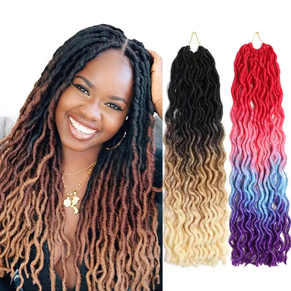 Goddess Faux Gypsy Locs Crochet Braid Hair Synthetic Locs Hair Extension Braids Wavy Curly Crochet Braids Hair